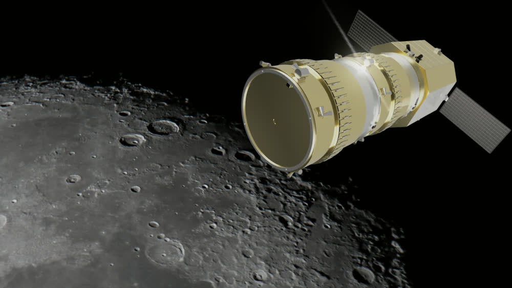 Mothership with separation modules in lunar orbit