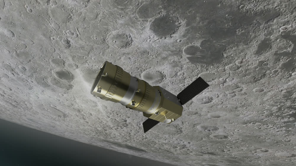 Mothership in lunar orbit
