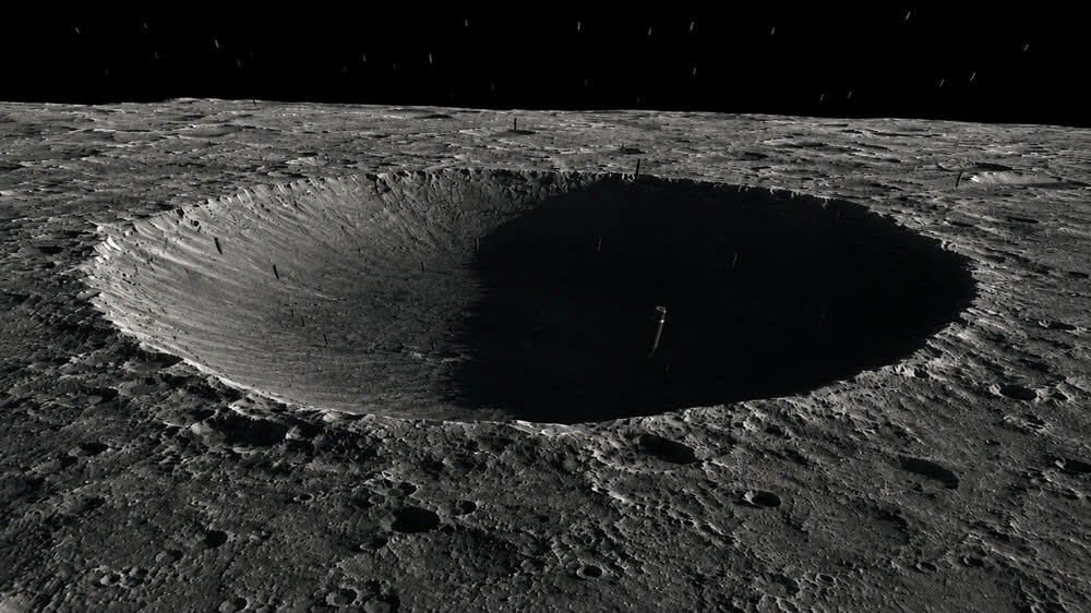 Penetrator inside a permanently shadowed crater