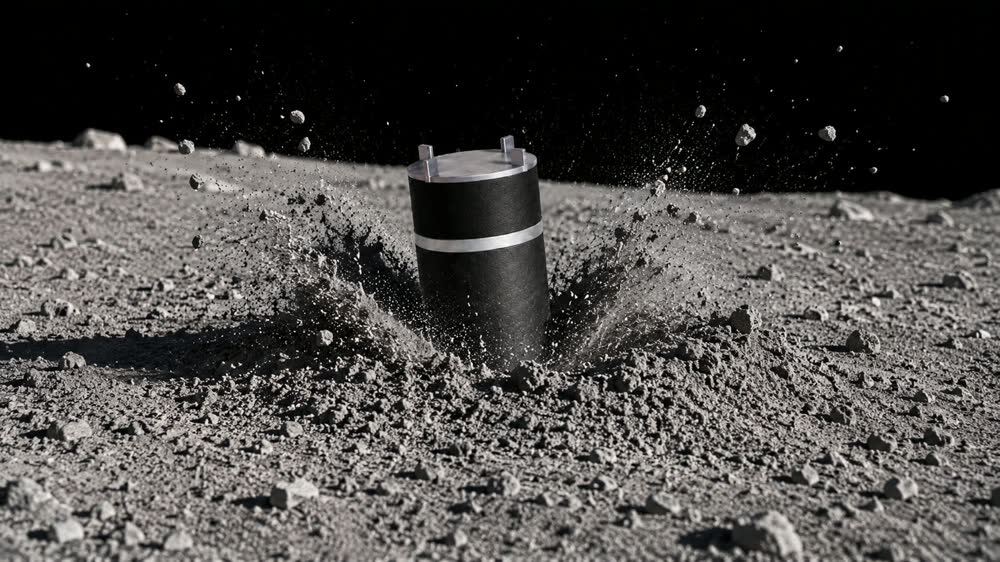 Penetrator impacting the lunar surface